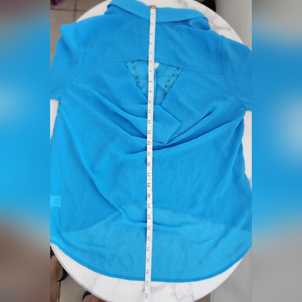 Have Blouse Womens Blue Long Sleeve Silky Soft Size Small - Picture 9 of 13